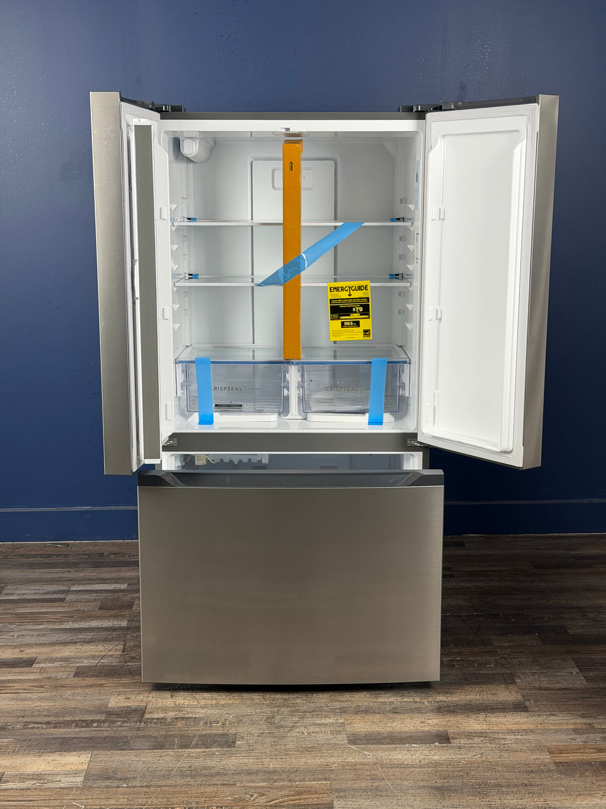 Frigidaire - 35 in. 20 cu. ft. Counter-Depth French Door Refrigerator in Stainless Steel Look with CrispSeal Crispers