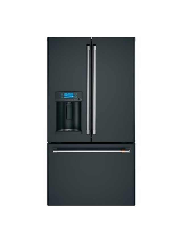GE Cafe - 27.8 cu. ft. Smart French Door Refrigerator with Hot Water Dispenser in Matte Black, Fingerprint Resistant ENERGY STAR