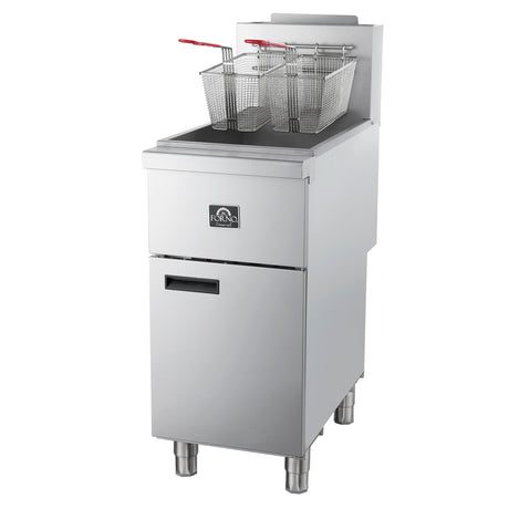 FORNO Commerciale Natural Gas Deep Fryer, 4 Burners 120,000 BTU, 50 lbs Oil Capacity