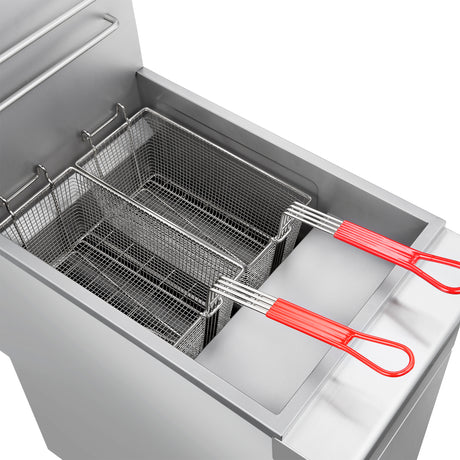 FORNO Commerciale Natural Gas Deep Fryer, 3 Burners 90,000 BTU, 40 lbs, Millivolt Control