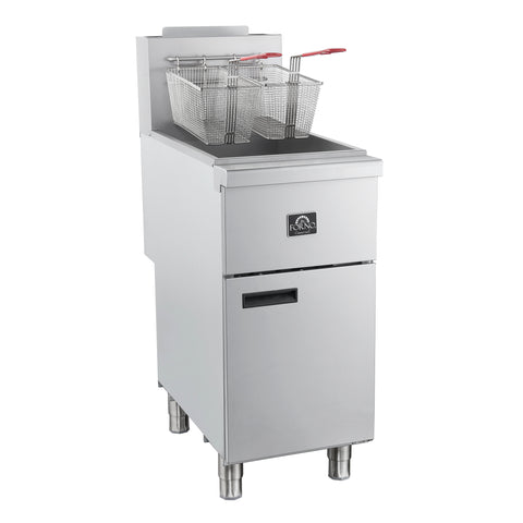 FORNO Commerciale Natural Gas Deep Fryer, 3 Burners 90,000 BTU, 40 lbs, Millivolt Control