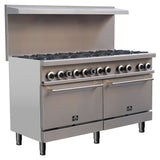 Forno Commerciale 60 Inch Stainless Steel Gas Range, 10 Burners 300,000 BTU Total, 9.3 cu.ft. Ovens
