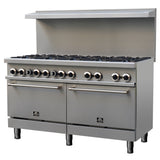 Forno Commerciale 60 Inch Stainless Steel Gas Range, 10 Burners 300,000 BTU Total, 9.3 cu.ft. Ovens
