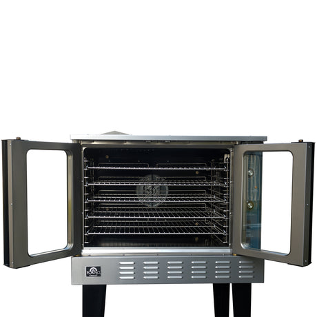 Forno Commerciale Convection Gas Oven, 3 burners 54,000 BTU, 150–500°F, stainless steel, NG/LP convertible