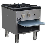 Forno Commerciale gas stock pot range, 1 powerful 3-ring burner, 80,000 BTU, durable stainless steel, heavy-duty cast iron grate