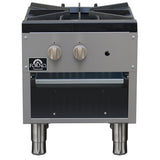 Forno Commerciale gas stock pot range, 1 powerful 3-ring burner, 80,000 BTU, durable stainless steel, heavy-duty cast iron grate