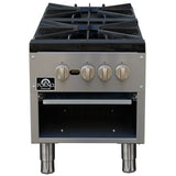 Forno Commerciale gas stock pot range, 2 powerful 3-ring burners, 160,000 BTU, durable stainless steel, heavy-duty cast iron grates