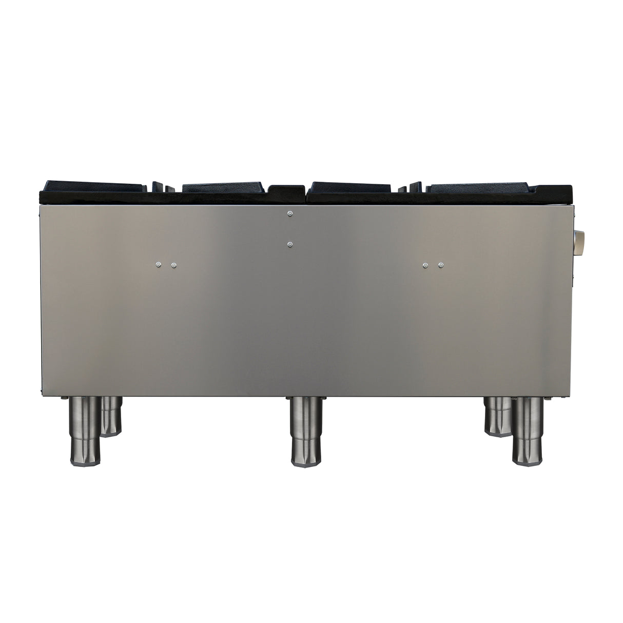 Forno Commerciale gas stock pot range, 2 powerful 3-ring burners, 160,000 BTU, durable stainless steel, heavy-duty cast iron grates