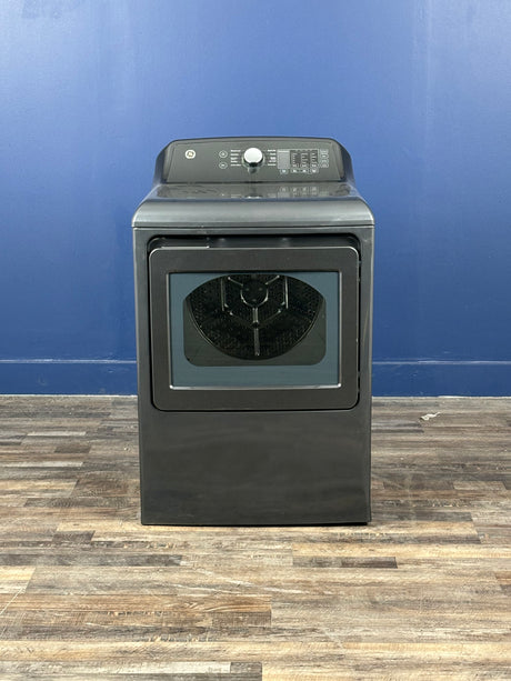 GE - 7.4 cu. ft. vented Front Load Gas Dryer in Diamond Gray with Sensor Dry