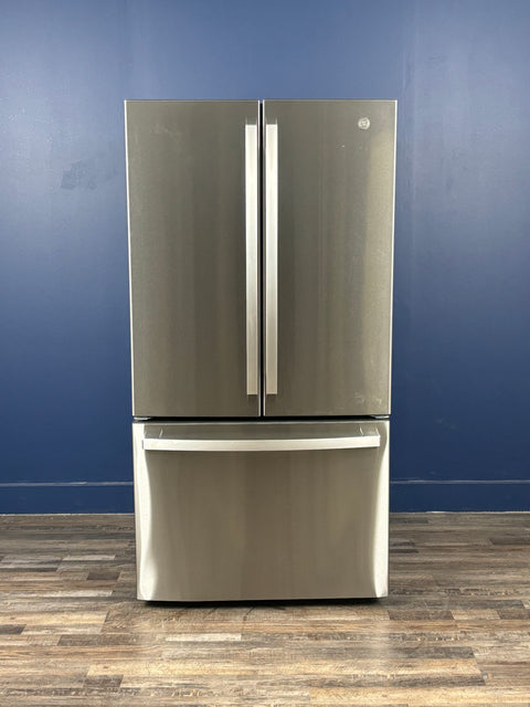 GE - 21.9 cu. ft. Counter Depth French Door Refrigerator w/Internal Dispenser in Fingerprint Resistant Stainless, ENERGY STAR