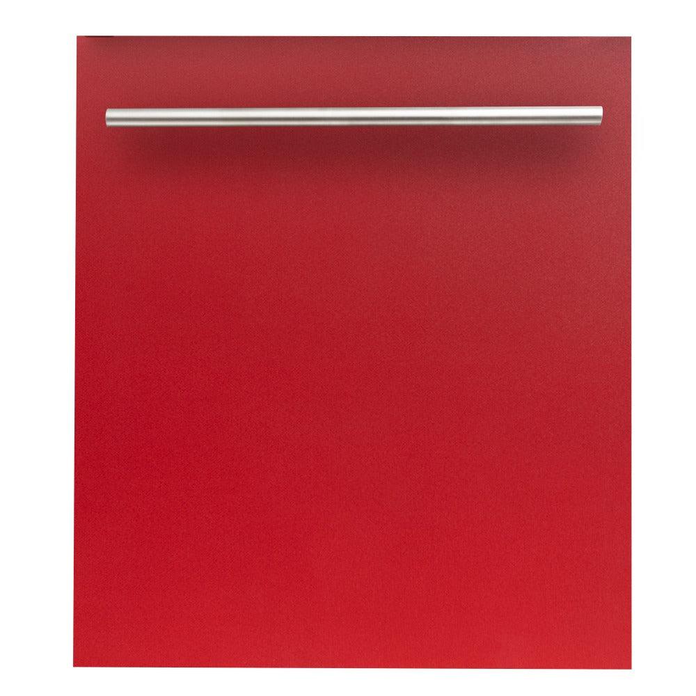 ZLINE 24 in. Top Control Dishwasher with Red Matte Panel and Modern Style Handle, 52dBa (DW-RM-H-24)