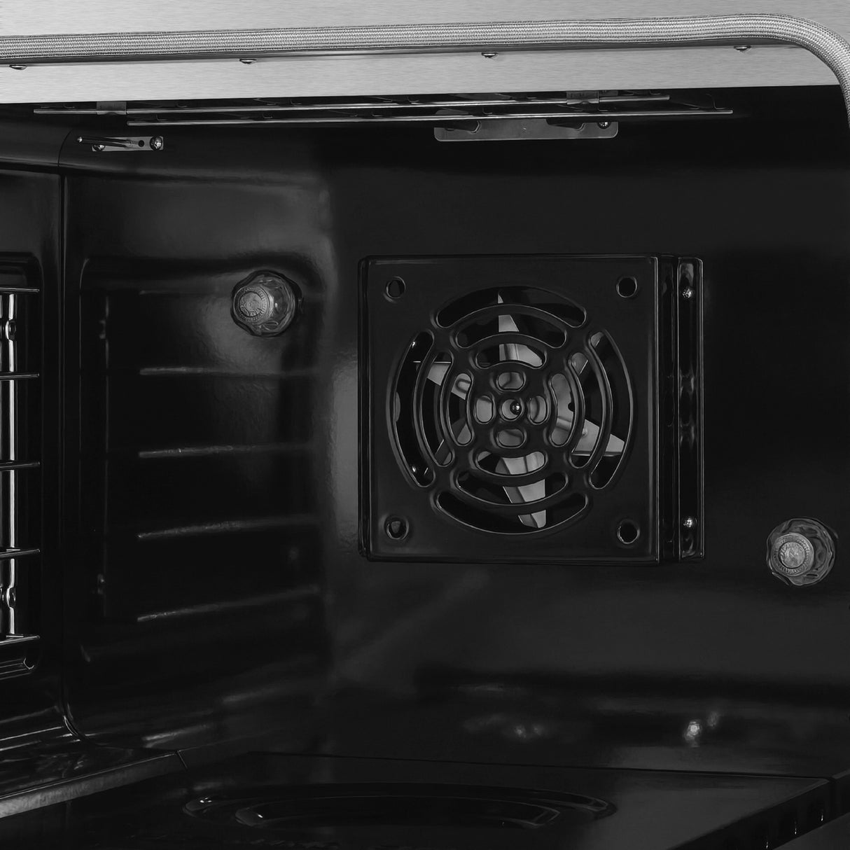 Valente 36" Dual Fuel Range in Black, 6 Sealed Burners, 71 000 BTU Cooktop Output , 5.2 Cu.Ft. convection Oven, Telescopic Racks