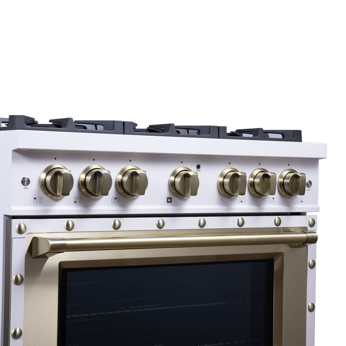 Valente 36" Dual Fuel Range in White, 6 Sealed Burners, 71 000 BTU Cooktop Output , 5.2 Cu.Ft. convection Oven, Telescopic Racks