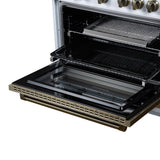 Valente 36" Dual Fuel Range in White, 6 Sealed Burners, 71 000 BTU Cooktop Output , 5.2 Cu.Ft. convection Oven, Telescopic Racks