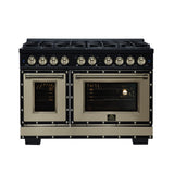 Valente 48" Dual Fuel Range in Black, 8 Sealed Burners, 94 000 BTU Cooktop Output, 6.7 Cu.Ft. Double Oven, Telescopic Racks