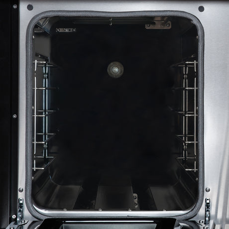 Valente 48" Dual Fuel Range in Black, 8 Sealed Burners, 94 000 BTU Cooktop Output, 6.7 Cu.Ft. Double Oven, Telescopic Racks