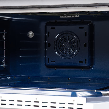 Forno Massimo 36 Inch Freestanding Dual Fuel Range in White with Antique Brass Accessories, 6 Burners, 5.36 cu. ft. Convection Oven