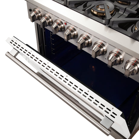 Forno Capriasca 36-Inch Freestanding Dual Fuel Range, 6 Burners, True Convection Oven, White Door