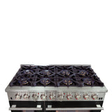 Forno Capriasca 48-Inch Freestanding Dual Fuel Range, 8 Burners, True Convection Oven, Black Doors