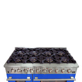 Forno Capriasca 48-Inch Freestanding Dual Fuel Range, 8 Burners, True Convection Oven, Blue Doors