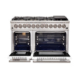 Forno Capriasca 48-Inch Freestanding Dual Fuel Range, 8 Burners, True Convection Oven, White Doors