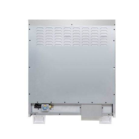 Forno Capriasca 30-Inch Freestanding French Door Dual Fuel Range in Black with Antique Brass Accessories, 5 Burners, True Convection Oven