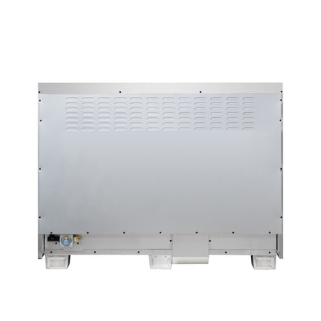 Forno Capriasca 48 Inch Freestanding French Door Dual Fuel Range in Black with Antique Brass Accessories, 8 Burners, True Convection Oven