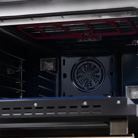 Forno Capriasca 48 Inch Freestanding French Door Dual Fuel Range in Black with Antique Brass Accessories, 8 Burners, True Convection Oven