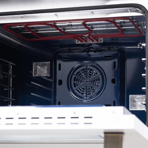 Forno Capriasca 48 Inch Freestanding French Door Dual Fuel Range in White with Antique Brass Accessories, 8 Burners, True Convection Oven