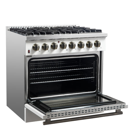 Forno Galiano 36" Freestanding Dual Fuel Range in White