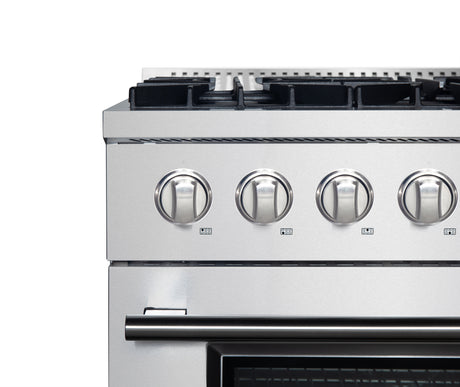 Forno Marco 36-Inch Dual Fuel Range, Stainless Steel, 6 Burners, 67,000 BTU, True Convection Oven, Energy Efficient