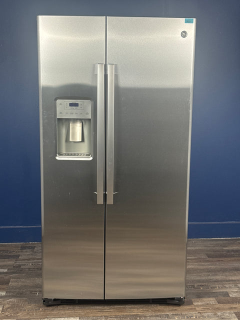 GE - 21.8 cu. ft. Side by Side Refrigerator in Fingerprint Resistant Stainless Steel, Counter Depth