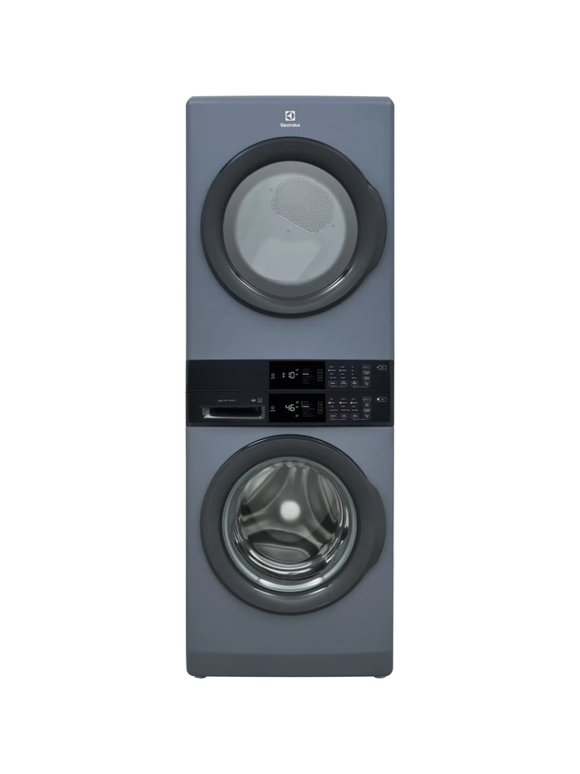 Electrolux - 4.4 cu. ft. . Stacked Washer and 8 cu. ft. Electric Dryer Laundry Tower in Blue Denim with LuxCare Wash