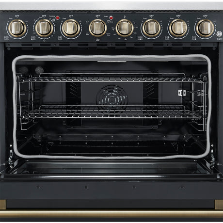 Forno Paolo 36 Inch Black Freestanding Electric Range, Stainless Steel, 5.44 cu.ft, True Convection Oven, Energy Efficient