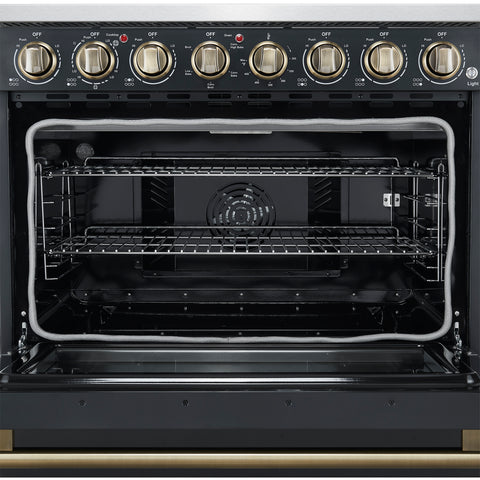 Forno Paolo 36 Inch Black Freestanding Electric Range, Stainless Steel, 5.44 cu.ft, True Convection Oven, Energy Efficient