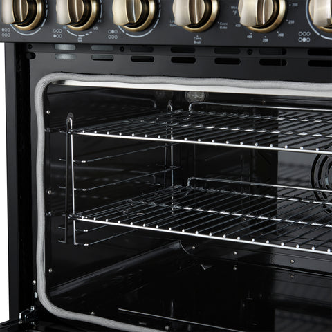 Forno Paolo 36 Inch Black Freestanding Electric Range, Stainless Steel, 5.44 cu.ft, True Convection Oven, Energy Efficient