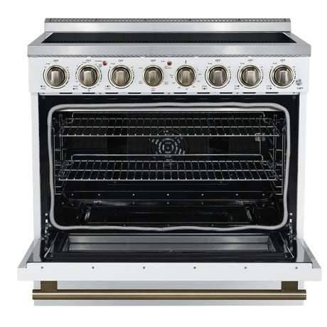 Forno Paolo 36 Inch White Freestanding Electric Range, Stainless Steel, 5.44 cu.ft, True Convection Oven, Energy Efficient
