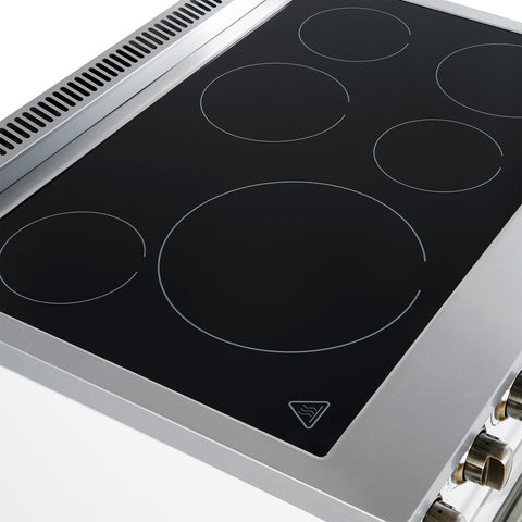 Forno Paolo 36 Inch White Freestanding Electric Range, Stainless Steel, 5.44 cu.ft, True Convection Oven, Energy Efficient