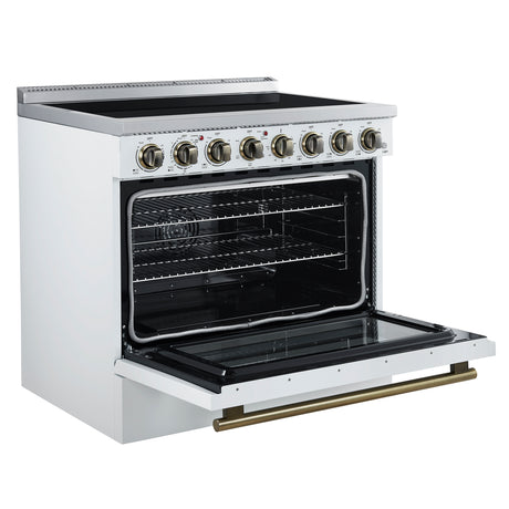 Forno Paolo 36 Inch White Freestanding Electric Range, Stainless Steel, 5.44 cu.ft, True Convection Oven, Energy Efficient