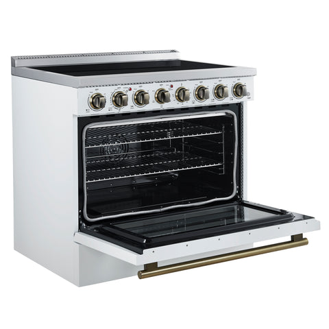Forno Paolo 36 Inch White Freestanding Electric Range, Stainless Steel, 5.44 cu.ft, True Convection Oven, Energy Efficient