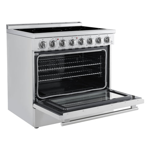 Forno Paolo 36 Inch Freestanding Electric Range, Stainless Steel, 5.44 cu.ft, True Convection Oven, Energy Efficient