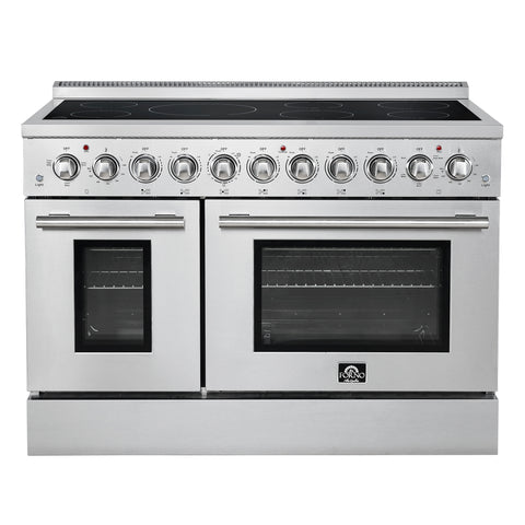 Forno Paolo 48 Inch Freestanding Electric Range, Stainless Steel, 6.7 cu.ft, True Convection Oven, Energy Efficient