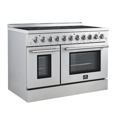 Forno Paolo 48 Inch Freestanding Electric Range, Stainless Steel, 6.7 cu.ft, True Convection Oven, Energy Efficient