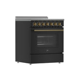 Forno Paolo 30-Inch Freestanding Electric Range, Black, 4.38 cu.ft, True Convection Oven, Energy Efficient