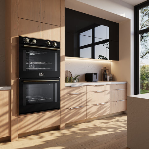 Forno Vomero 30-Inch Double Wall Oven, Black, 10 cu.ft Total Capacity, 7100W Convection, Mechanical Controls, Manuel Steam Clean