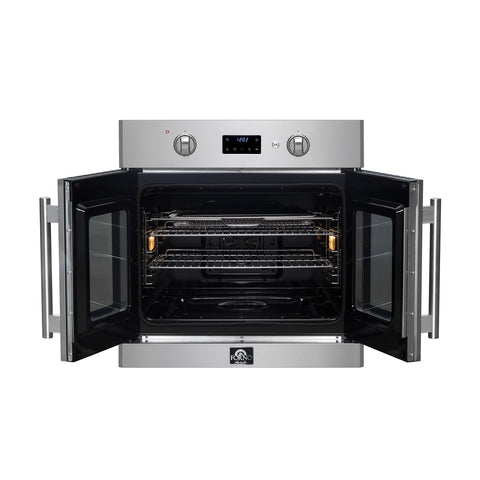Forno Asti 30-Inch French Door Electric Wall Oven in Stainless Steel, 3.68 cu. ft. True Convection, 3,600W, Air Fry, Sous Vide, Self-Clean