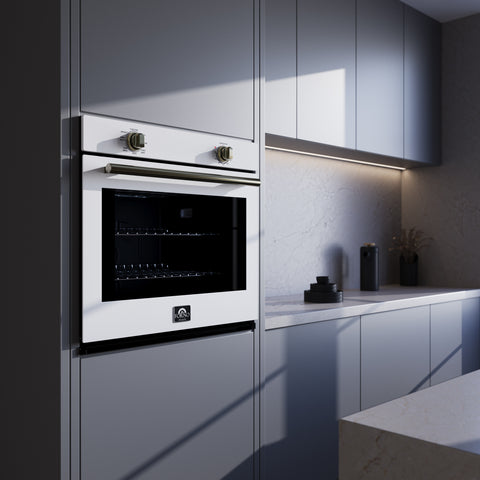 Forno Vomero 30-Inch Wall Oven, Black, 5 cu.ft Capacity, 3550 Watts Convection, Mechanical Controls, Manuel Steam Clean