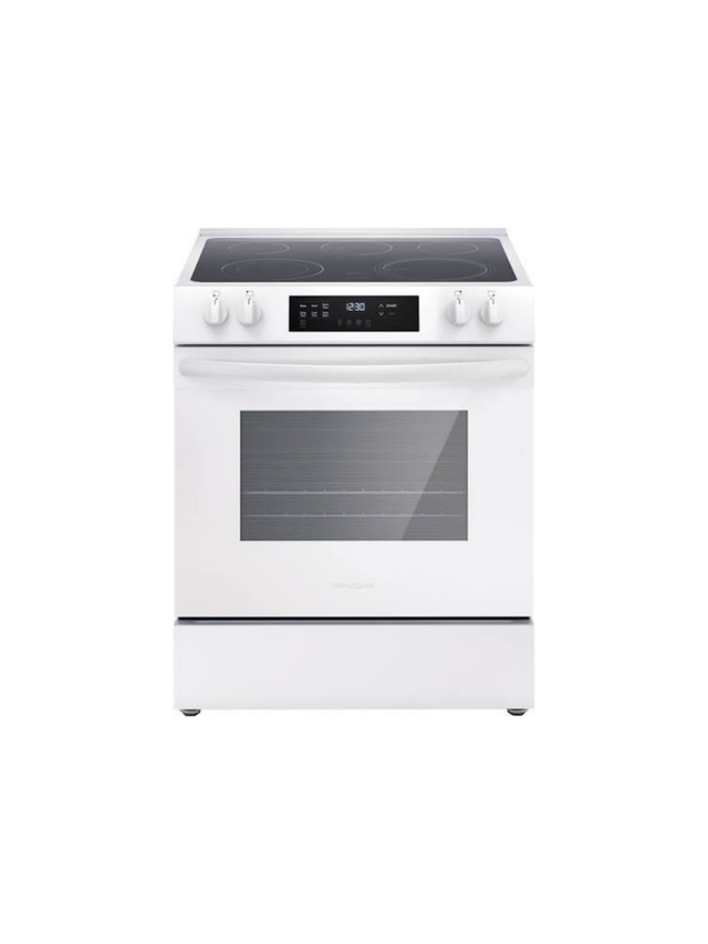 Frigidaire - 30 in. 5 Element Slide-In Front Control Electric Range with Steam Clean in White
