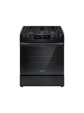 Frigidaire - 30 in. 5 Burner Slide in Front Control Gas Range with Steam Clean in Black
