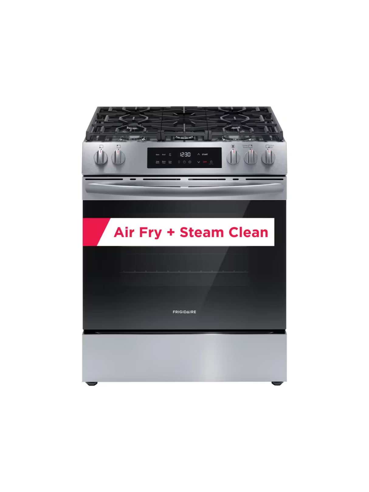 Frigidaire - 30 in. 5 Burner Slide-In Gas Range in Stainless Steel with Air Fryer
